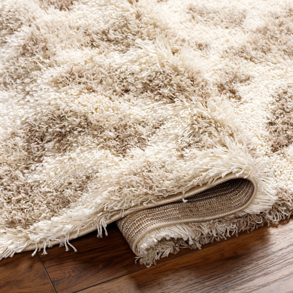 Urban Shag Beige/Medium Brown Machine Woven Rug - fold