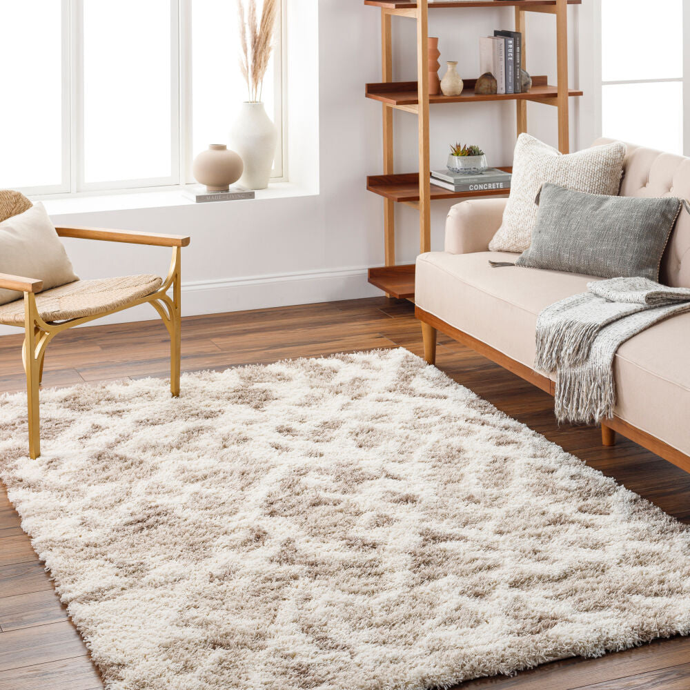 Urban Shag Beige/Medium Brown Machine Woven Rug - roomscene