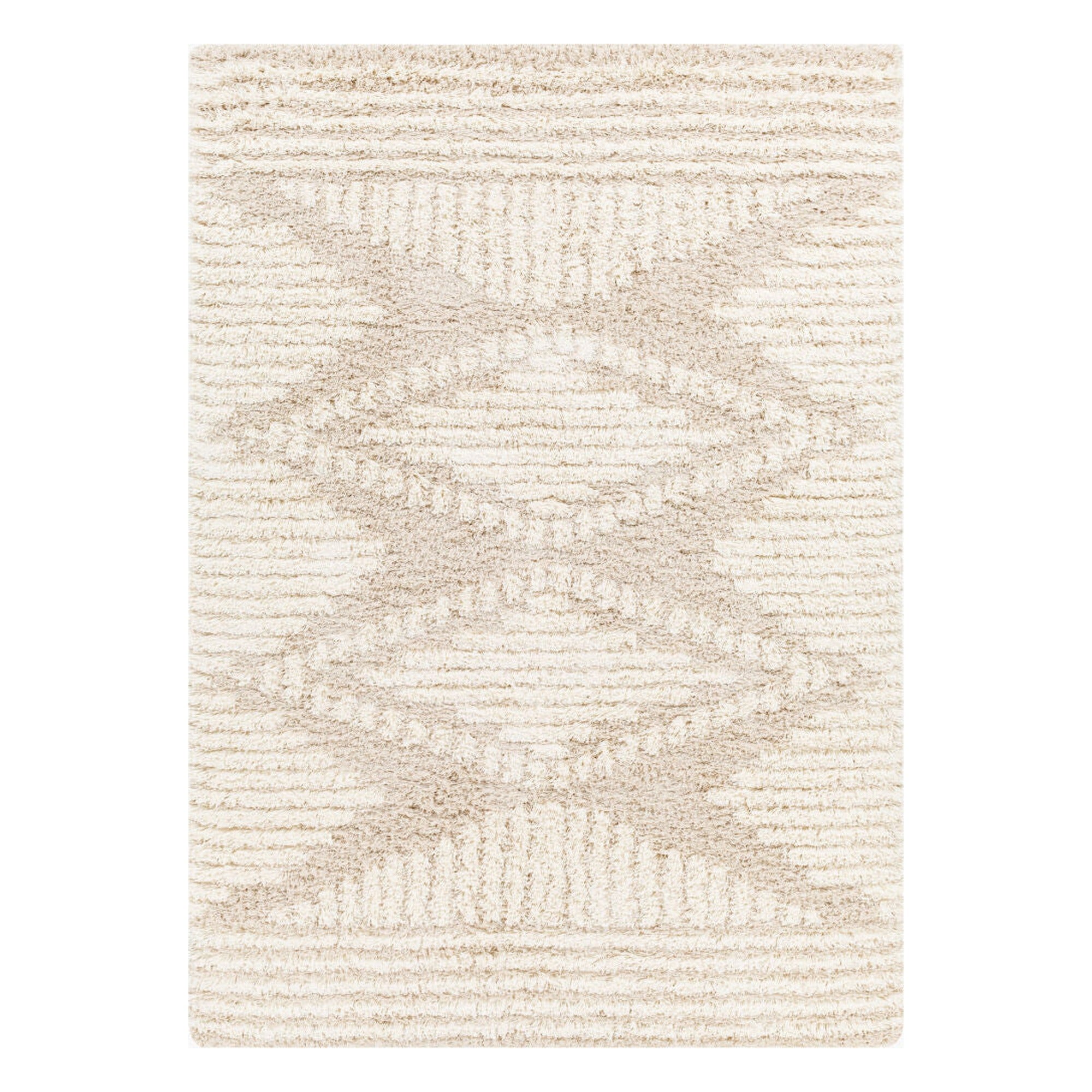 Urban Shag Beige/Ivory Machine Woven Rug - 5'3" x 7'3"