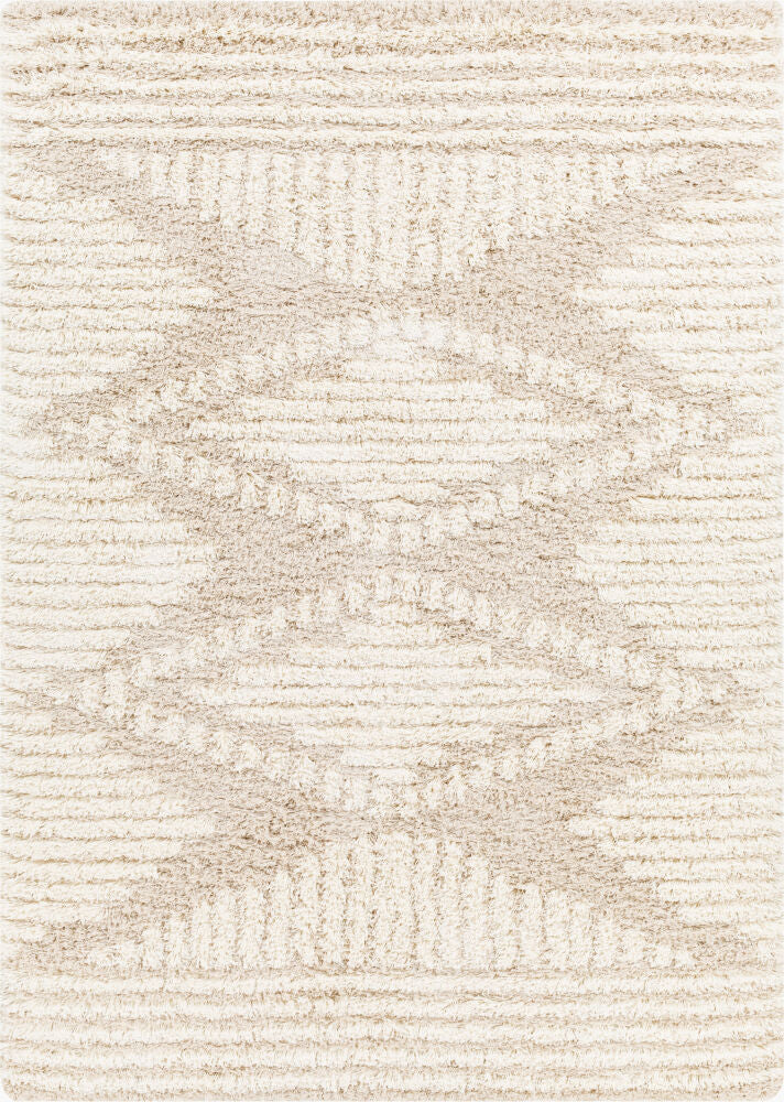 Urban Shag Beige/Ivory Machine Woven Rug - 5'3" x 7'3"