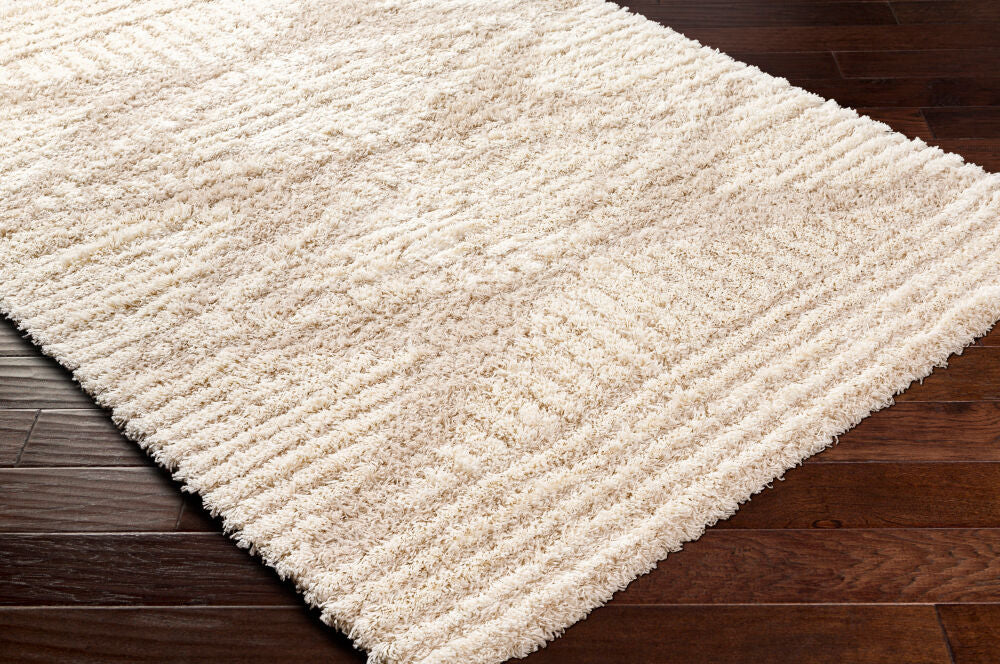 Urban Shag Beige/Ivory Machine Woven Rug - corner