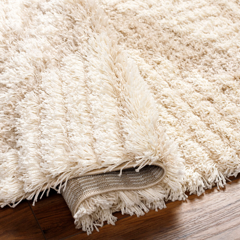 Urban Shag Beige/Ivory Machine Woven Rug - fold