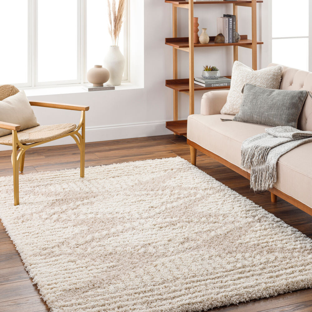 Urban Shag Beige/Ivory Machine Woven Rug - roomscene