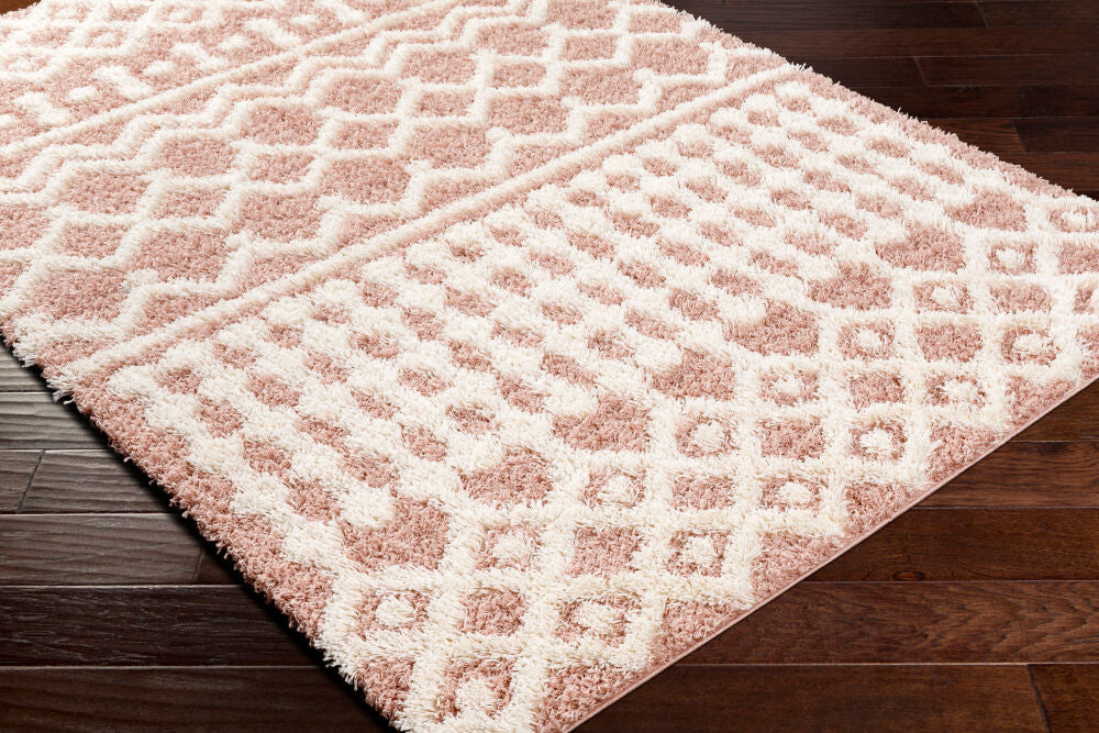Urban Shag Dusty Pink/White Machine Woven Rug - corner