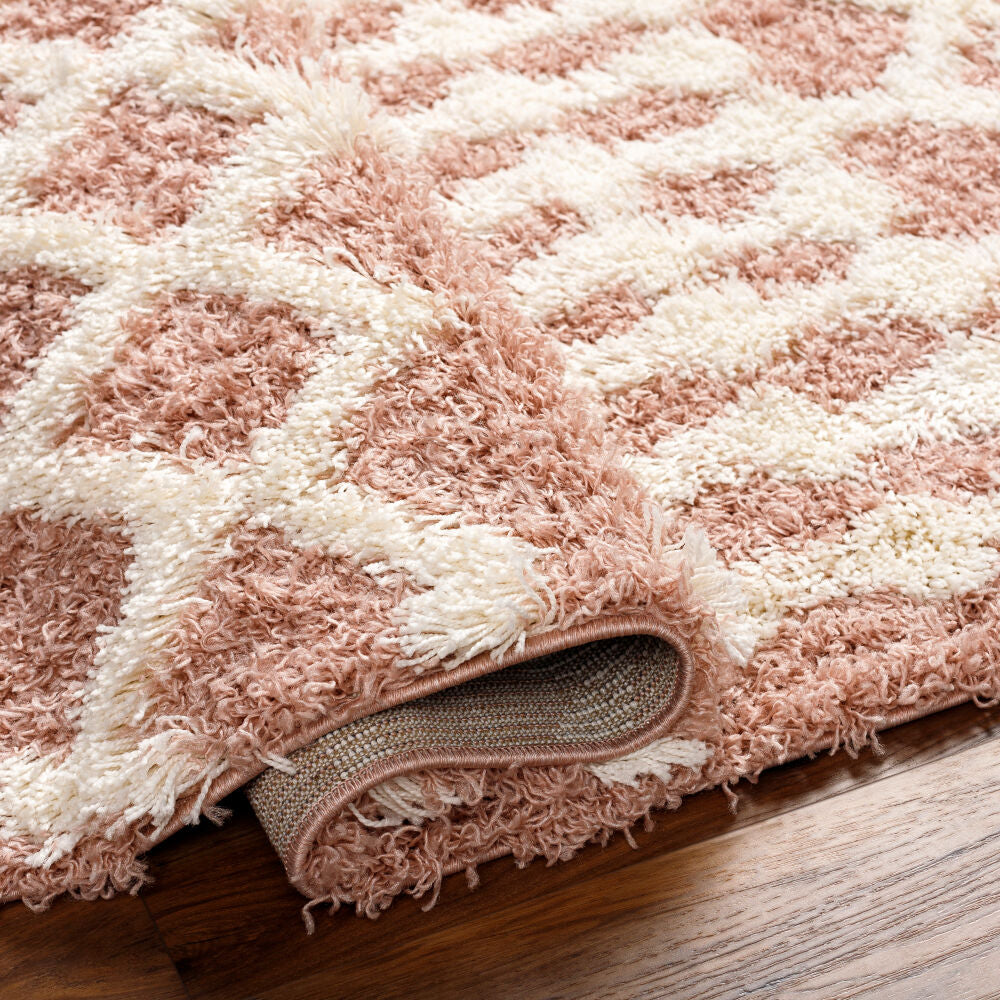 Urban Shag Dusty Pink/White Machine Woven Rug - fold