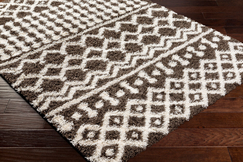 Urban Shag Dark Brown/Ivory Machine Woven Rug - corner