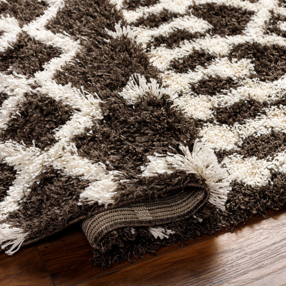 Urban Shag Dark Brown/Ivory Machine Woven Rug - fold
