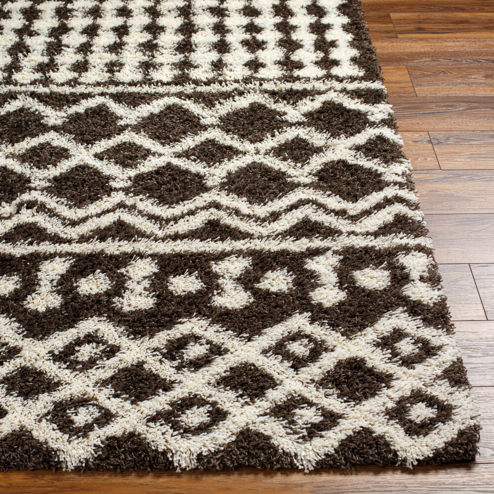 Urban Shag Dark Brown/Ivory Machine Woven Rug - front