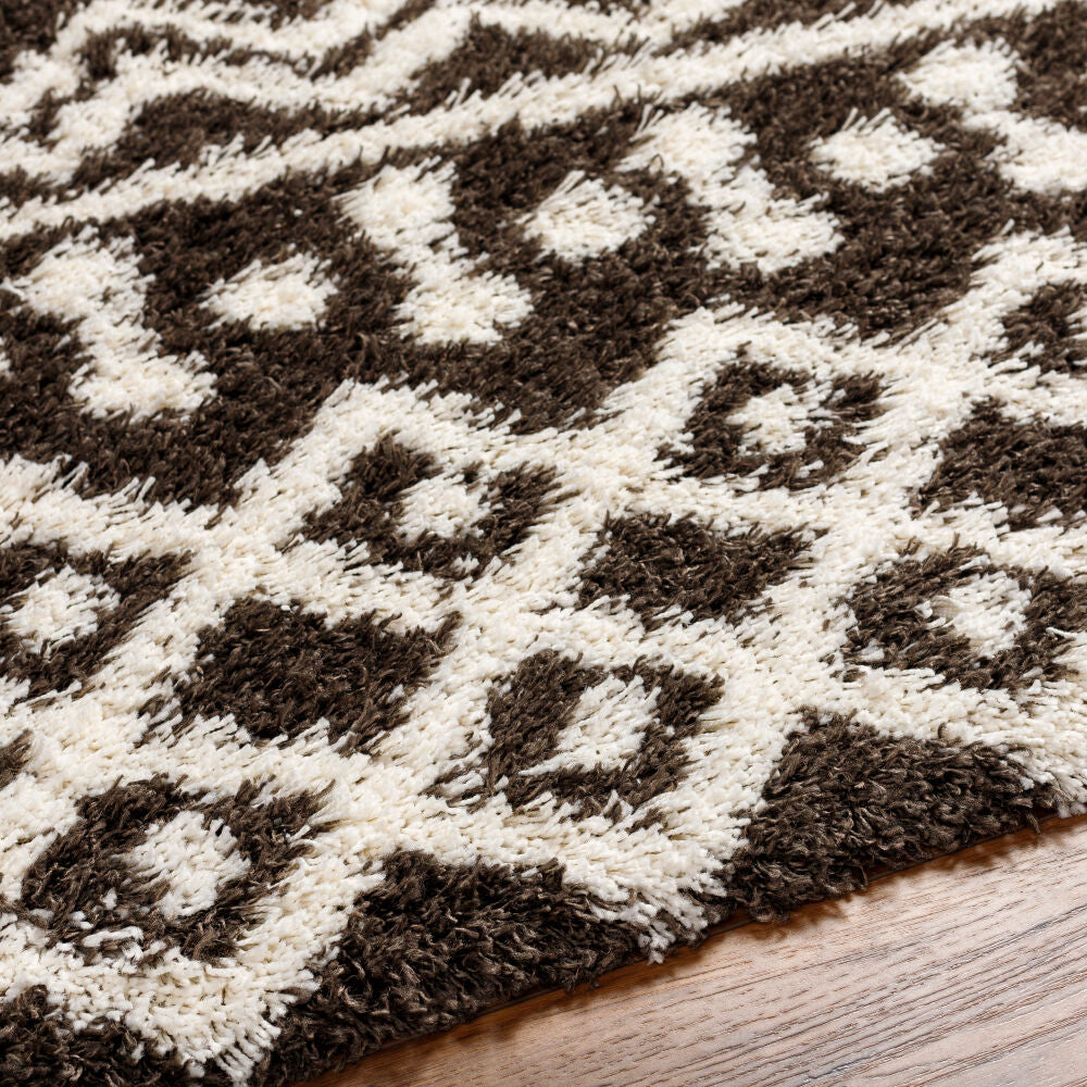 Urban Shag Dark Brown/Ivory Machine Woven Rug - texture