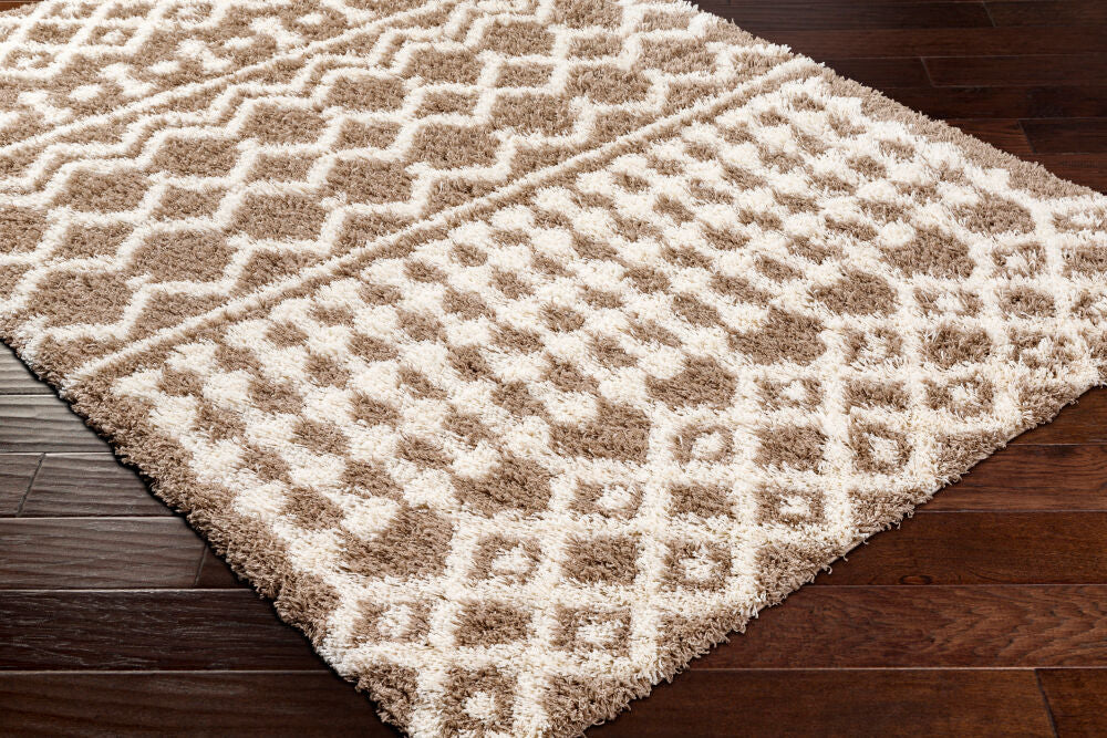 Urban Shag Ivory/Medium Brown Machine Woven Rug - corner