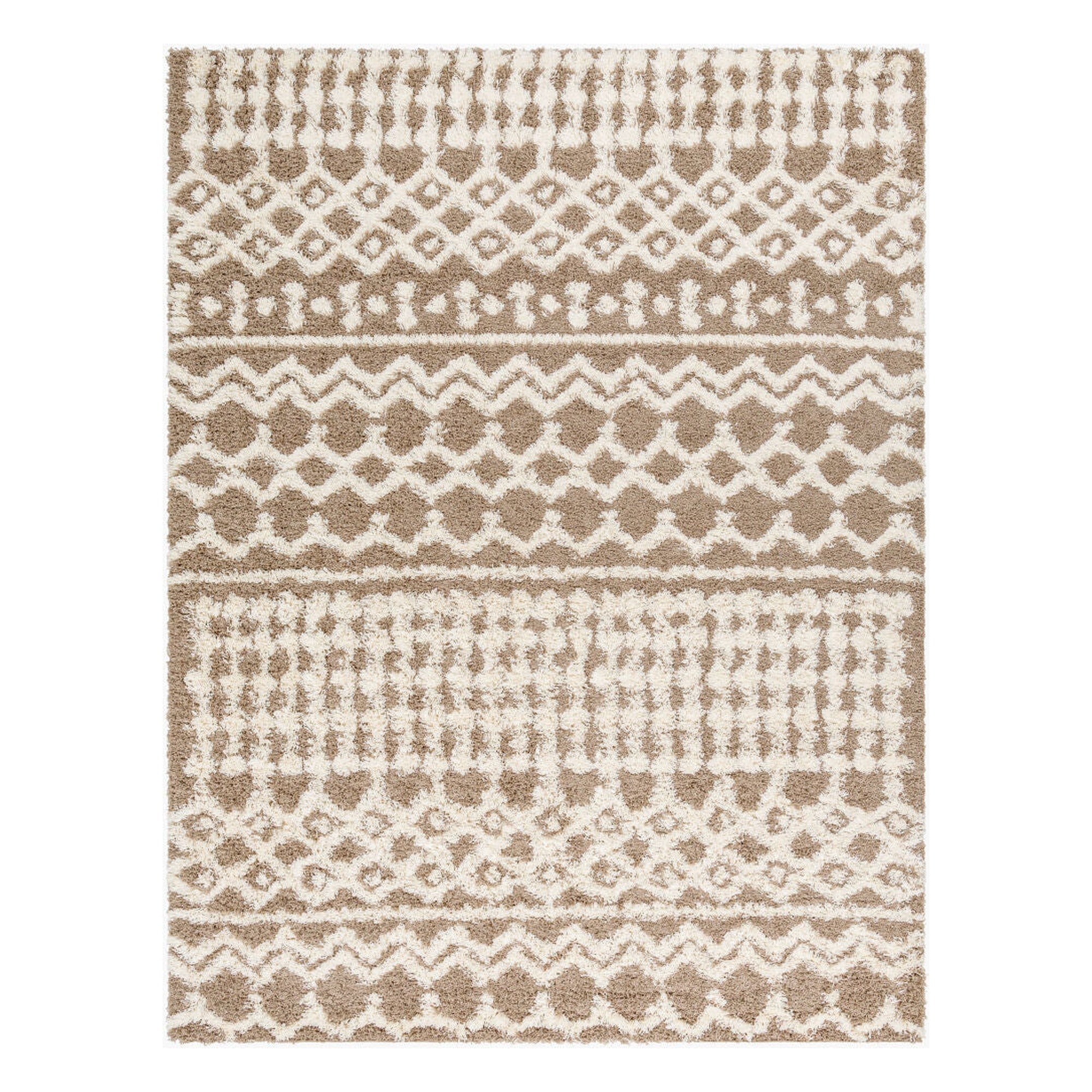 Urban Shag Ivory/Medium Brown Machine Woven Rug - 5'3" x 7'3"