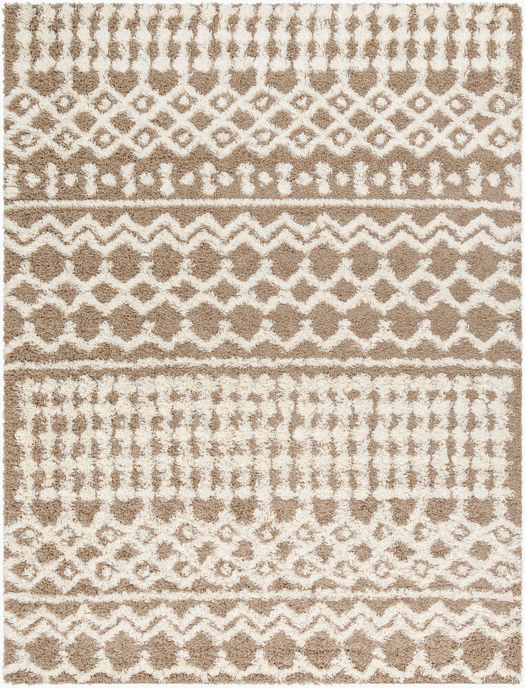 Urban Shag Ivory/Medium Brown Machine Woven Rug - 5'3" x 7'3"