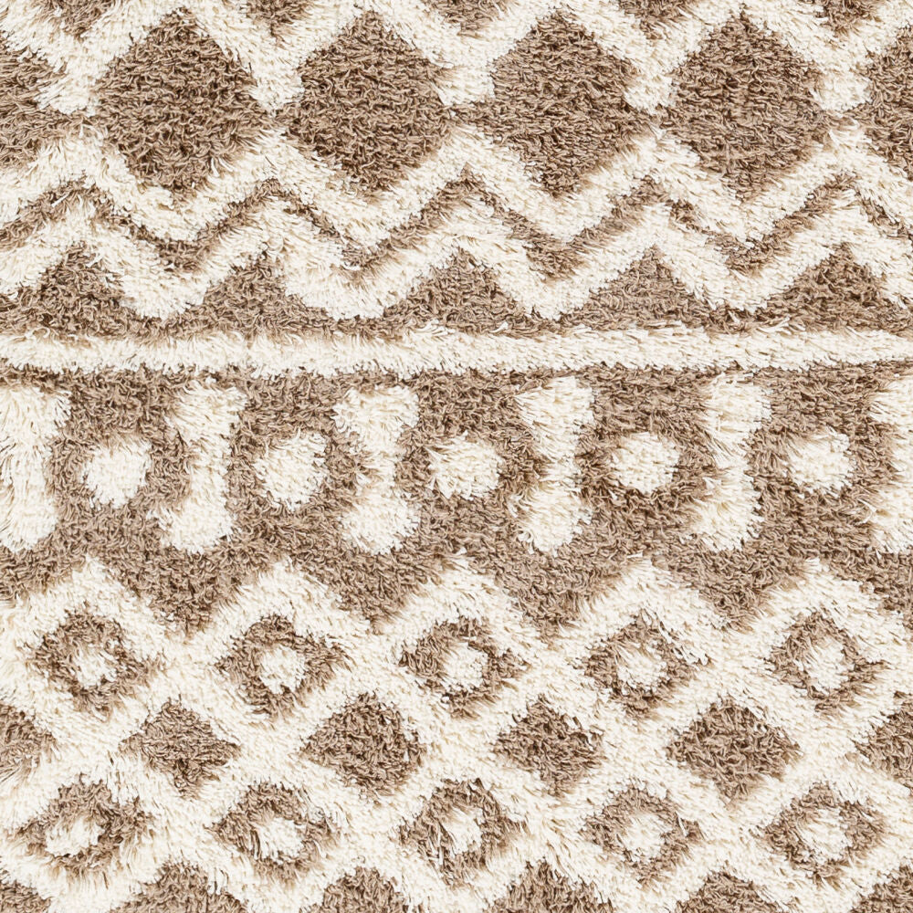 Urban Shag Ivory/Medium Brown Machine Woven Rug - swatch