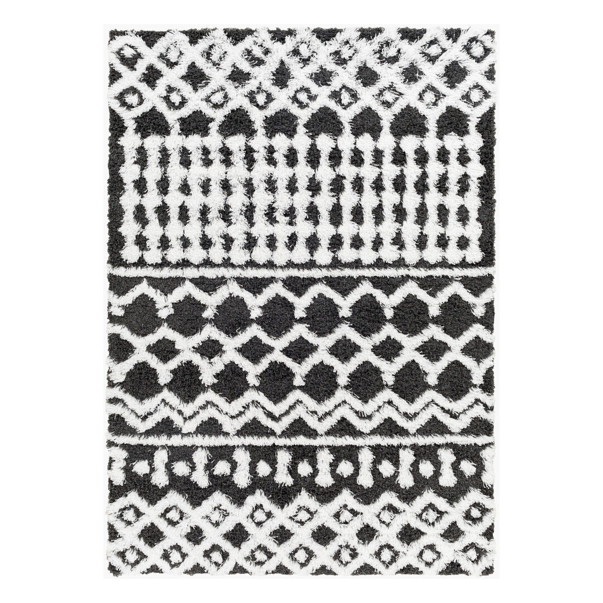 Urban Shag Black/White Machine Woven Rug - 5'3" x 7'3"