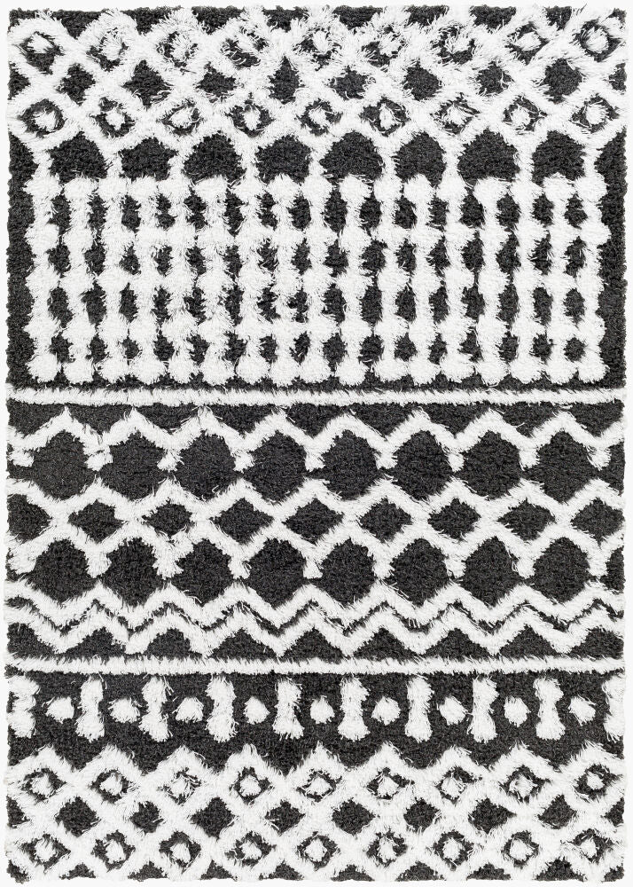 Urban Shag Black/White Machine Woven Rug - 5'3" x 7'3"