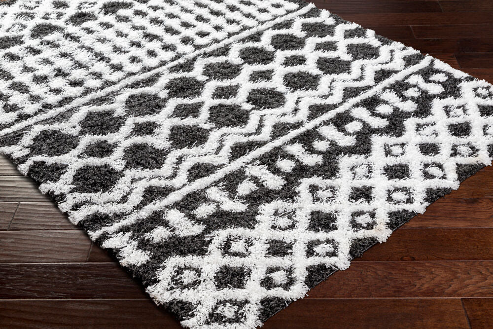 Urban Shag Black/White Machine Woven Rug - corner