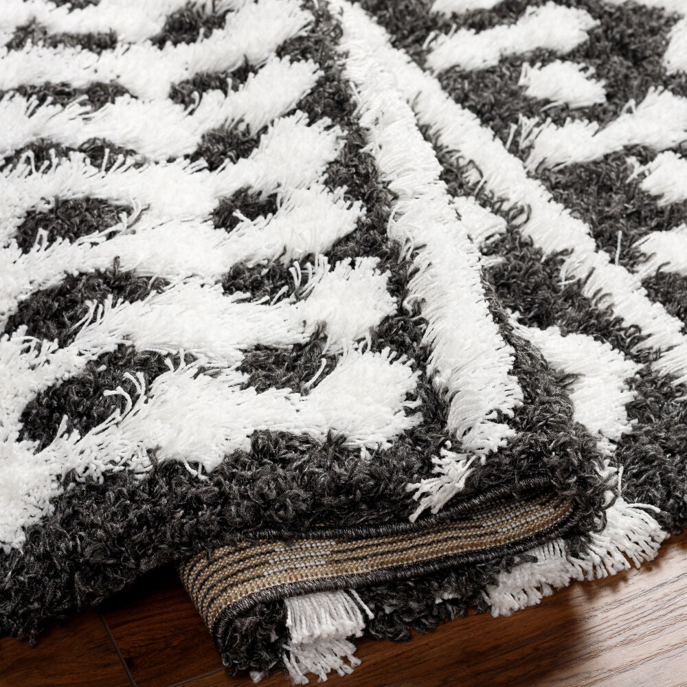 Urban Shag Black/White Machine Woven Rug - fold