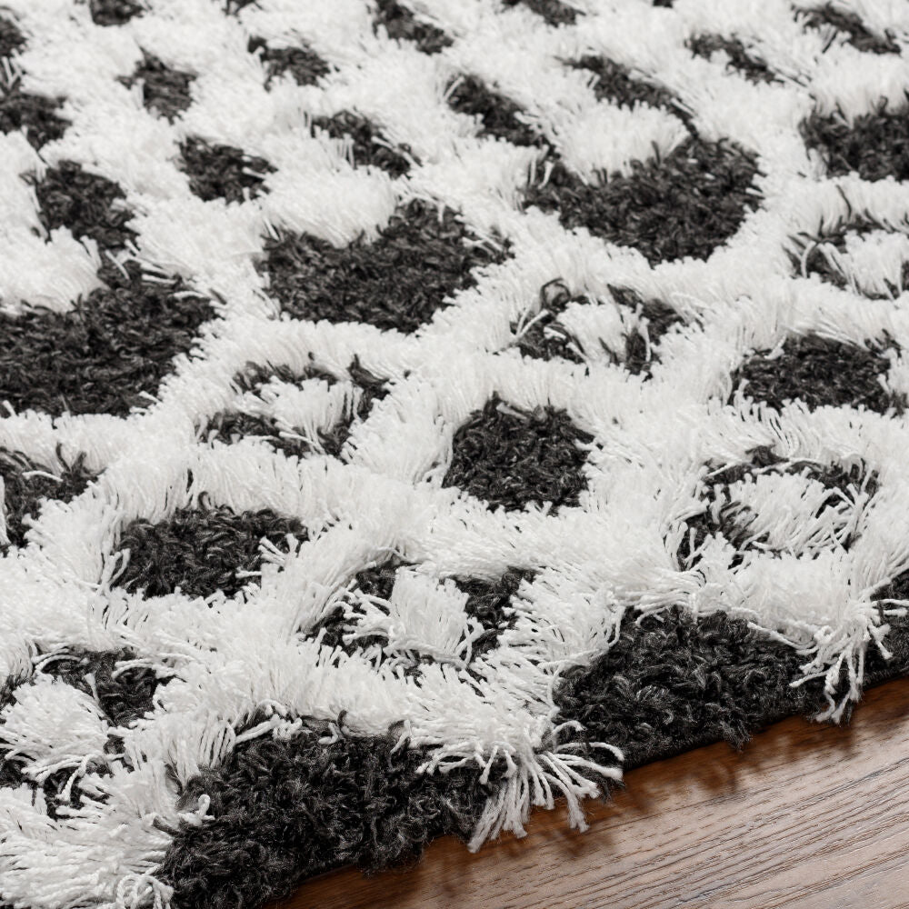 Urban Shag Black/White Machine Woven Rug - texture