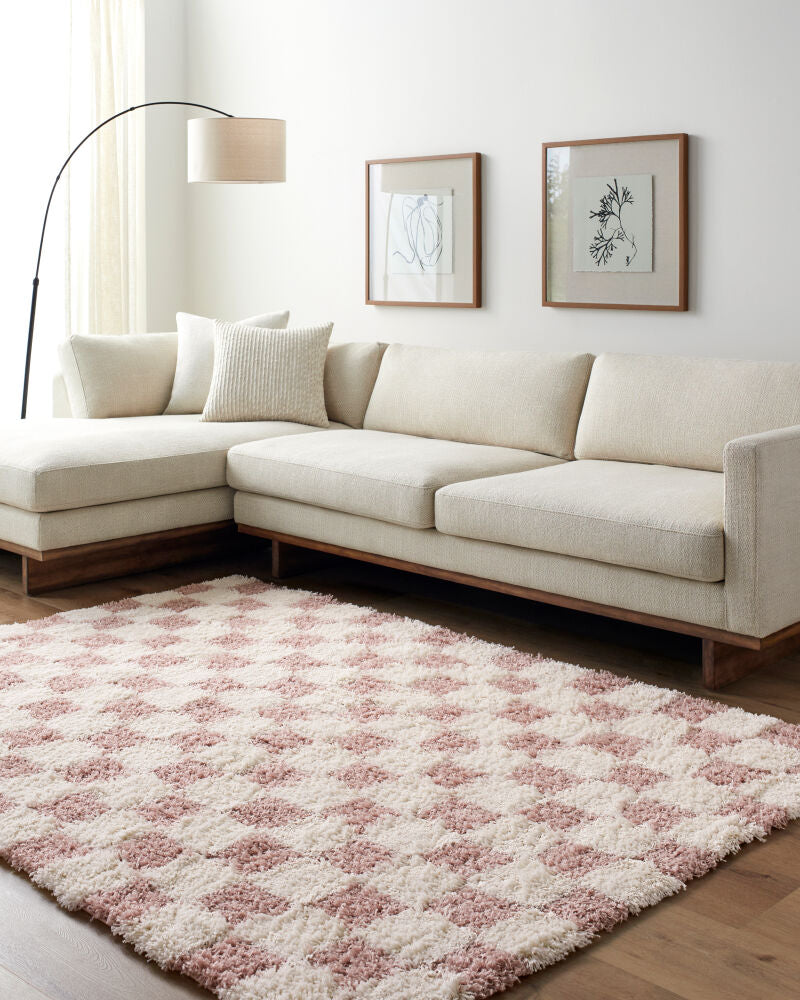 Urban Shag Cream/Dusty Pink Machine Woven Rug - roomscene