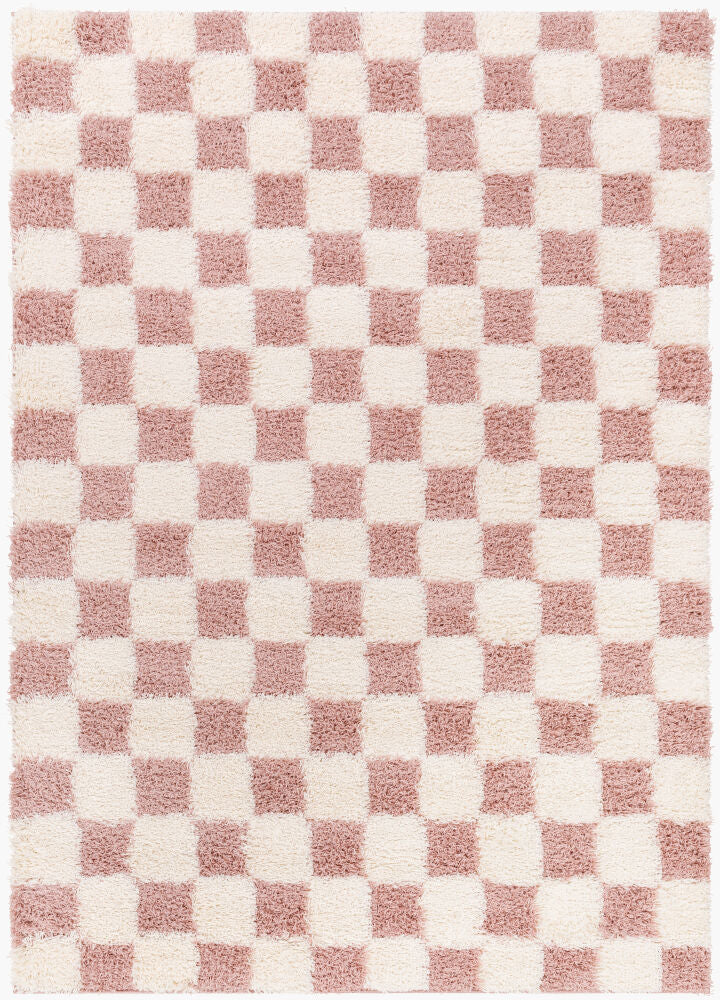 Urban Shag Cream/Dusty Pink Machine Woven Rug - 5'3" x 7'3"