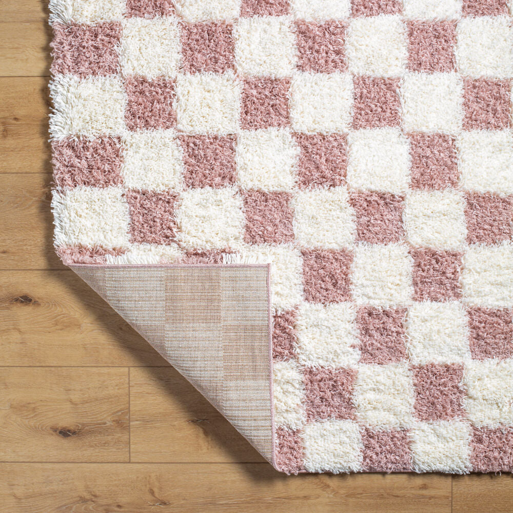 Urban Shag Cream/Dusty Pink Machine Woven Rug - fold