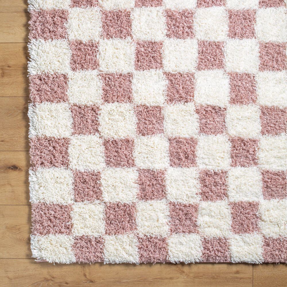Urban Shag Cream/Dusty Pink Machine Woven Rug - overhead