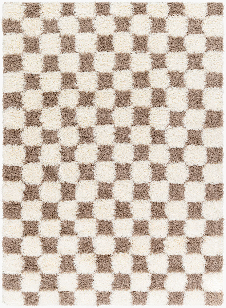 Urban Shag Brown/Cream Machine Woven Rug - 5'3" x 7'3"