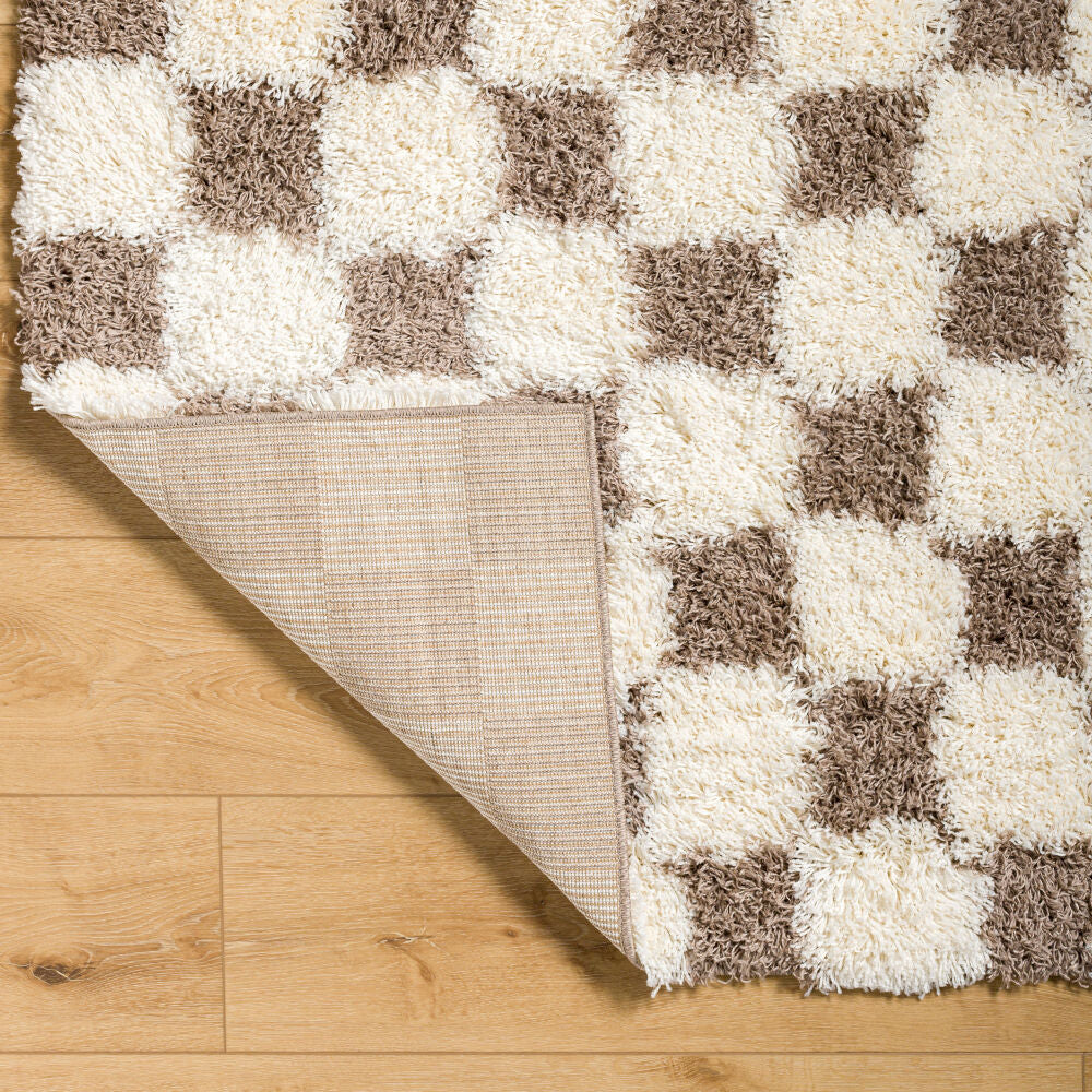 Urban Shag Brown/Cream Machine Woven Rug - fold