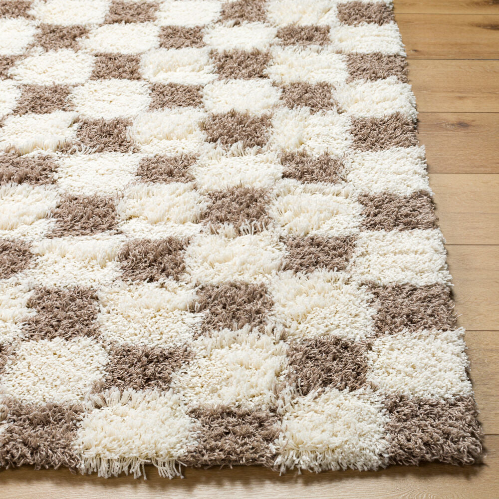 Urban Shag Brown/Cream Machine Woven Rug - front