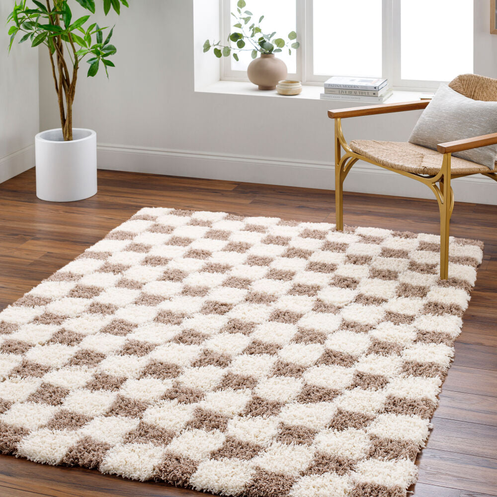 Urban Shag Brown/Cream Machine Woven Rug - roomscene
