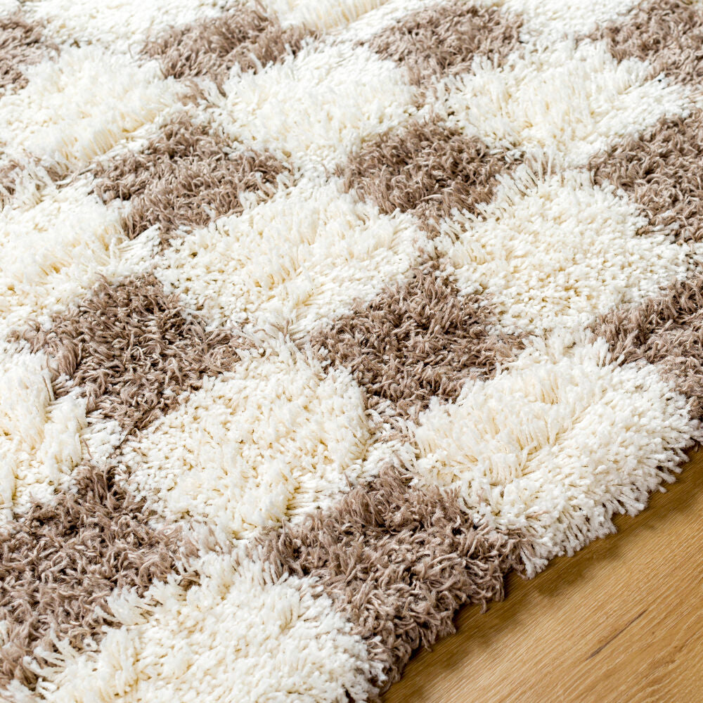 Urban Shag Brown/Cream Machine Woven Rug - texture