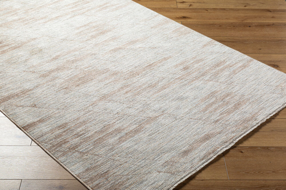 Usonia Brown/White Machine Woven Rug USO-2301 - corner