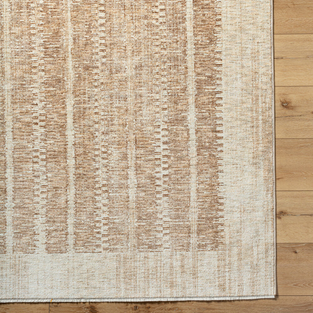 Usonia Brown/White Machine Woven Rug USO-2302 - overhead