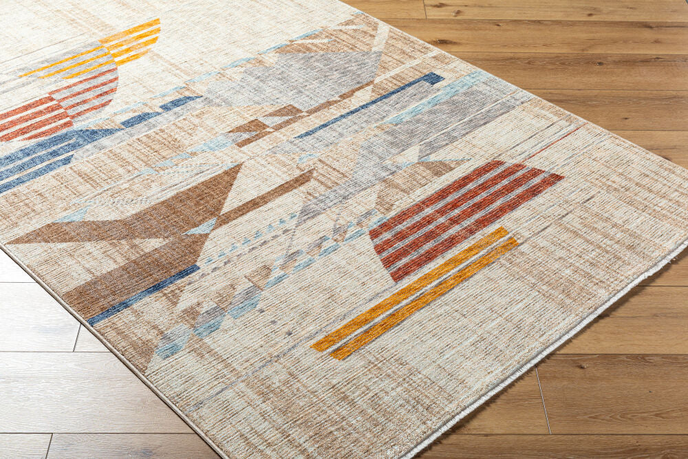 Usonia Brown/White Machine Woven Rug USO-2303 - corner