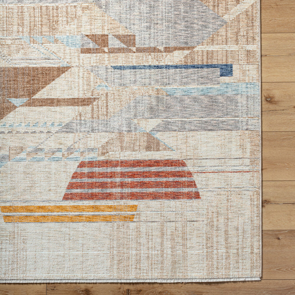 Usonia Brown/White Machine Woven Rug USO-2303 - overhead