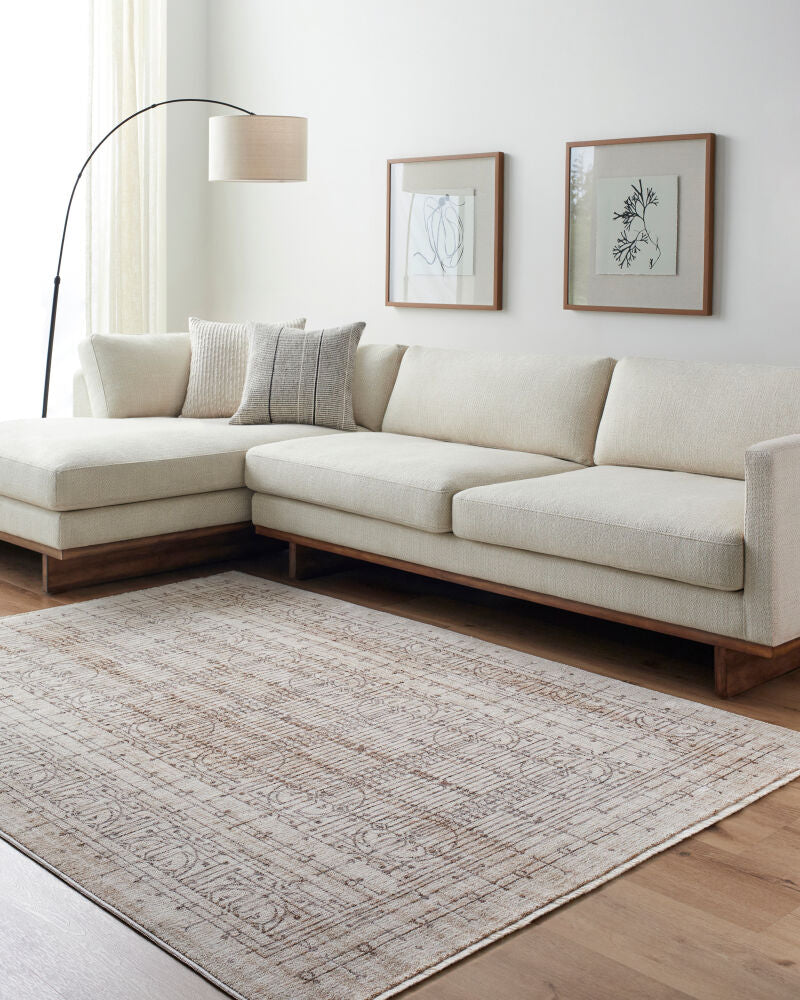 Usonia Brown/White Machine Woven Rug USO-2304 - roomscene