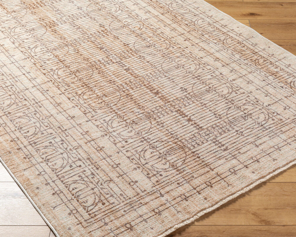 Usonia Brown/White Machine Woven Rug USO-2304 - corner