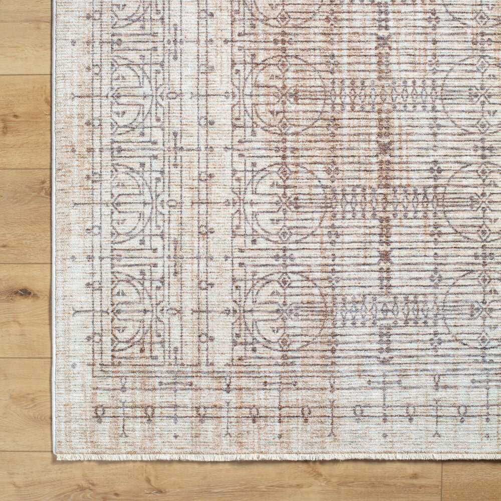 Usonia Brown/White Machine Woven Rug USO-2304 - overhead