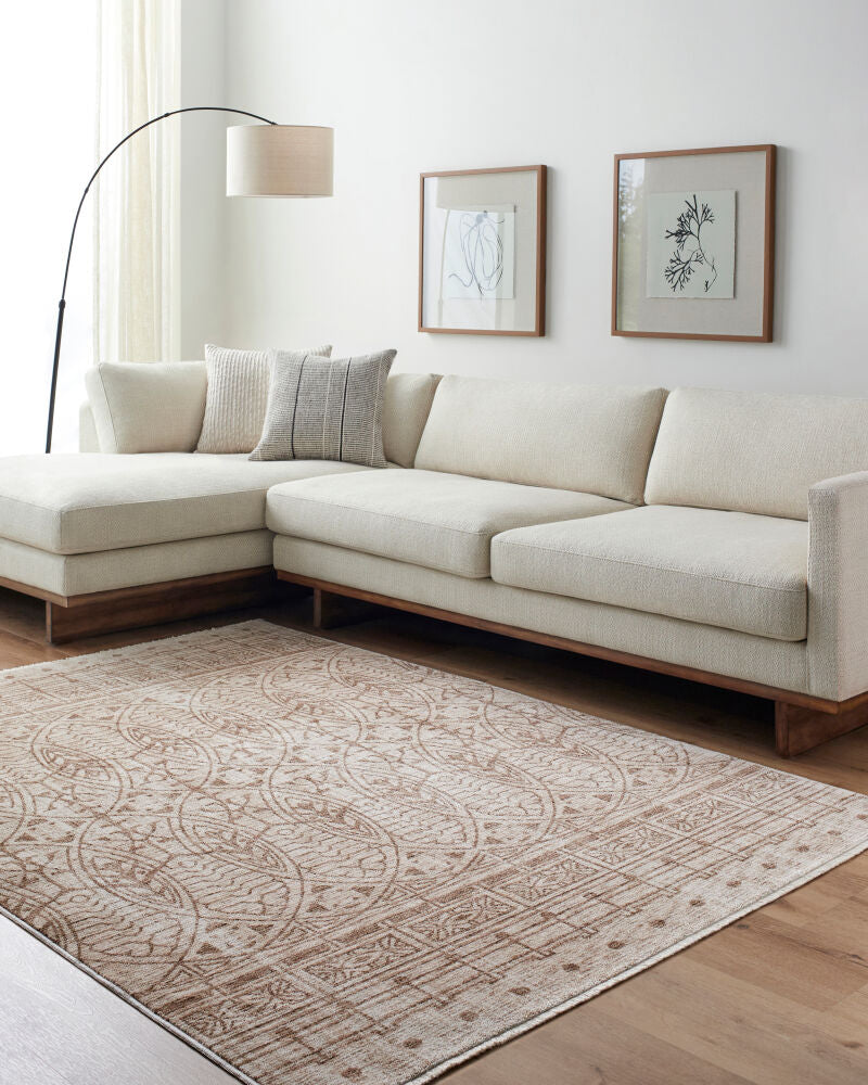Usonia Brown/White Machine Woven Rug USO-2305 - roomscene