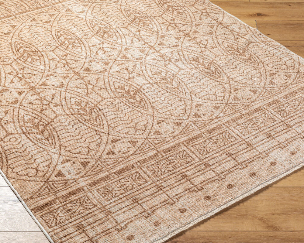 Usonia Brown/White Machine Woven Rug USO-2305 - corner