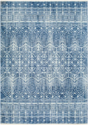 Usonia Dark Blue/White Machine Woven Rug - 3'2" x 10'