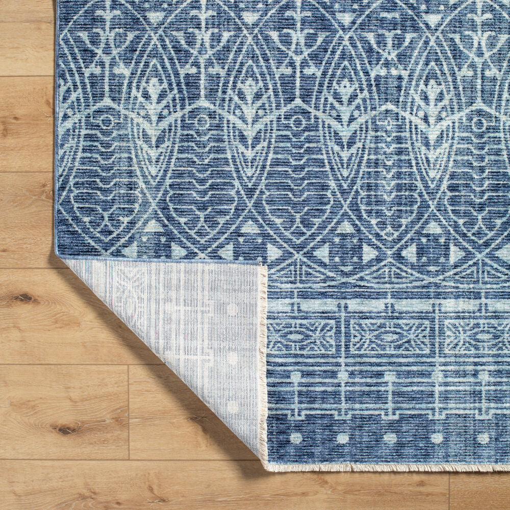 Usonia Dark Blue/White Machine Woven Rug - fold