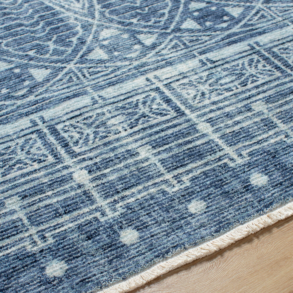 Usonia Dark Blue/White Machine Woven Rug - texture