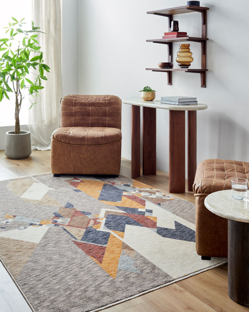 Usonia Brown/White Machine Woven Rug USO-2307 - roomscene