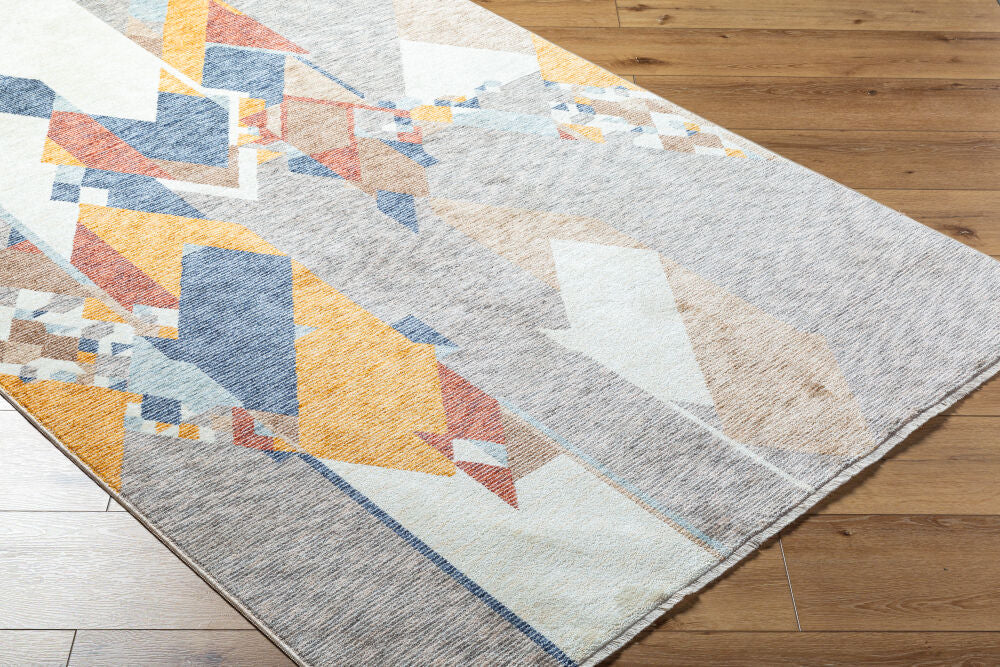 Usonia Brown/White Machine Woven Rug USO-2307 - corner