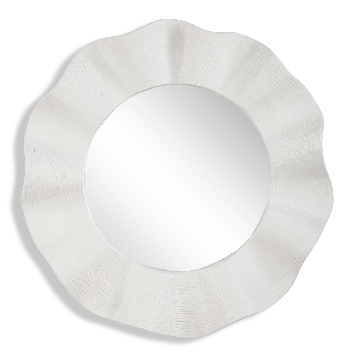 Uttermost Wave Length Round White Mirror
