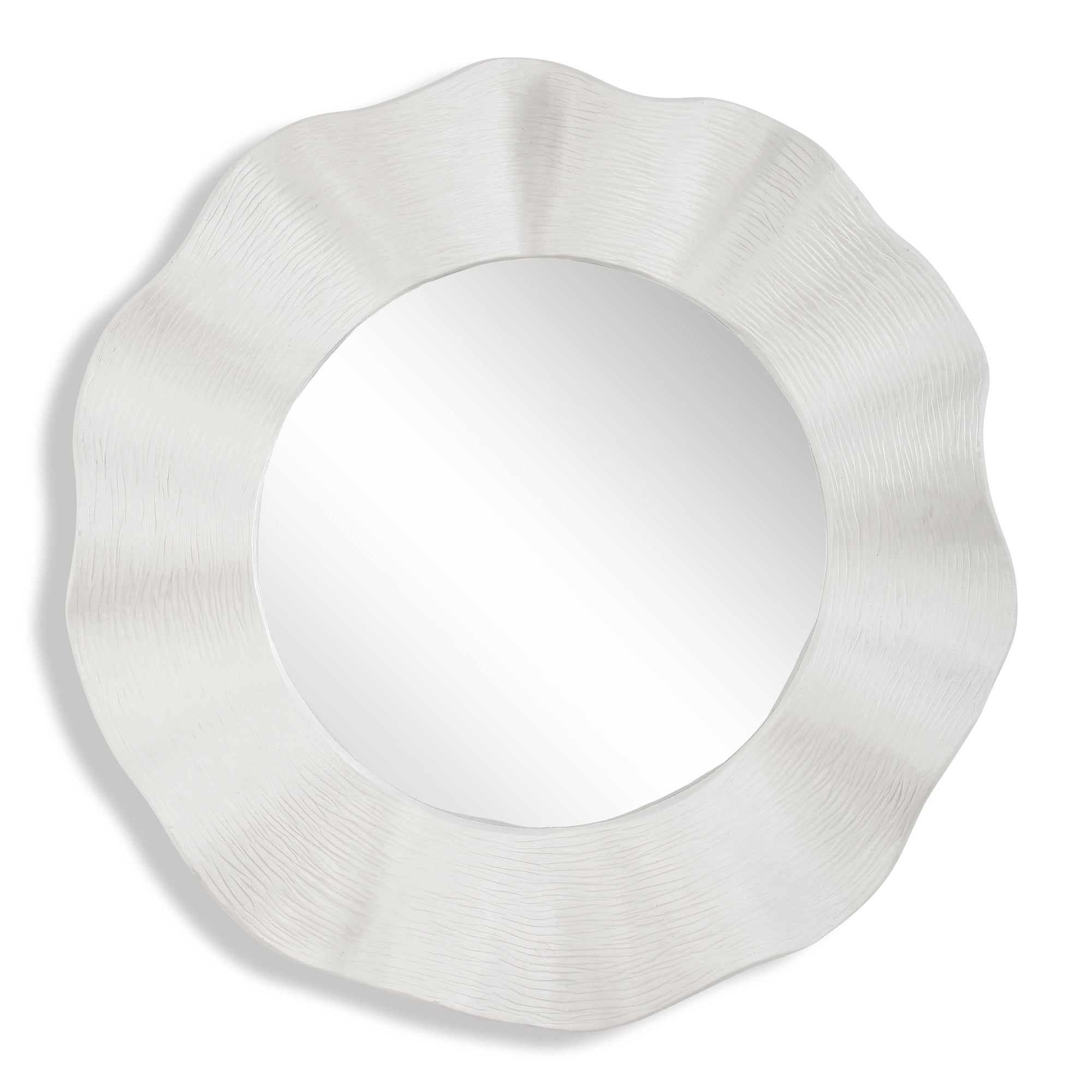 Uttermost Wave Length Round White Mirror