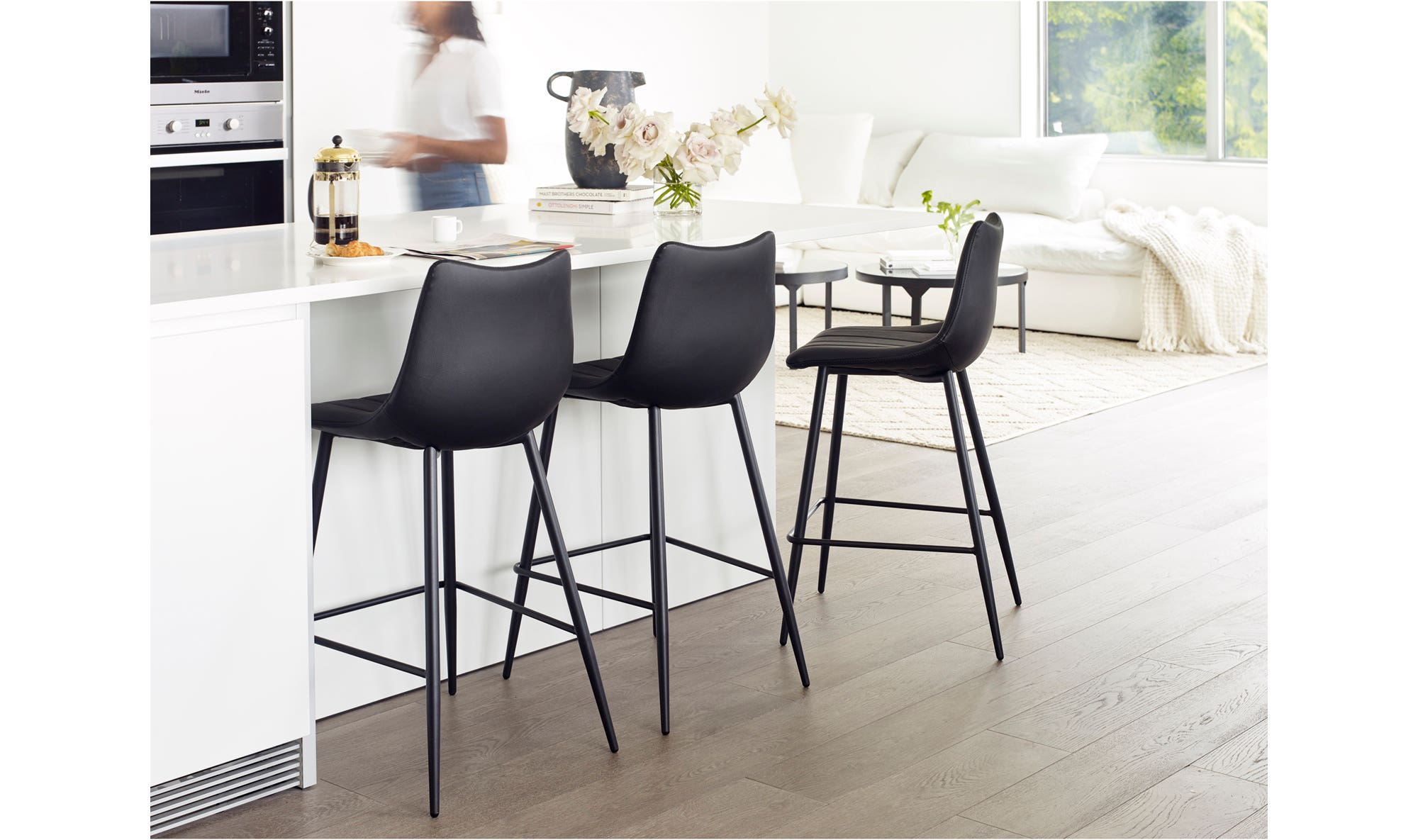 Alibi Bar Stool Matte Black - Set Of Two by Moe's Home Collection - view 15