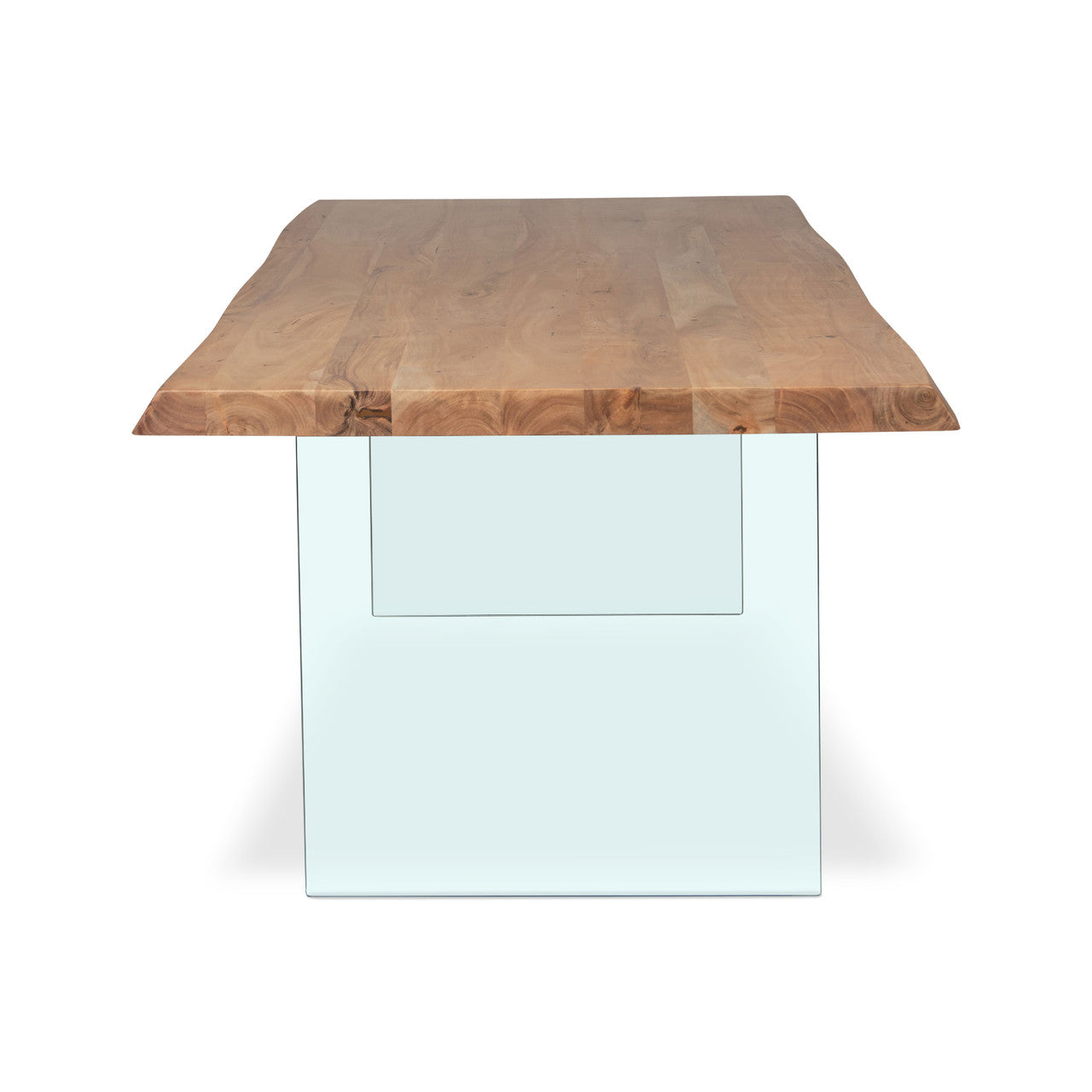 Brooks - Dining Table - Glass Base - 40" x 92" - Teak Top - Clear Glass Base