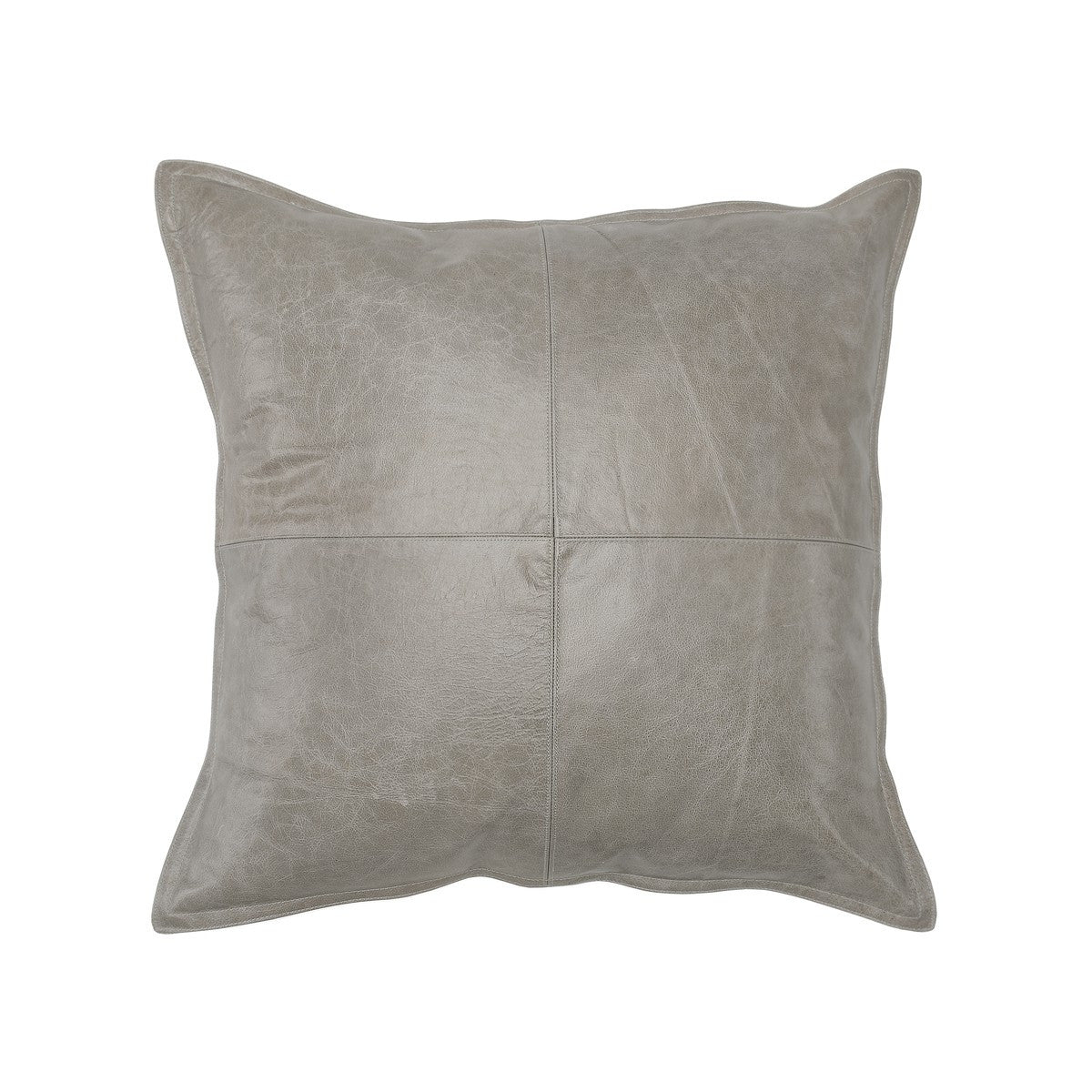 Pieced Genuine Leather  Pillows, Gray